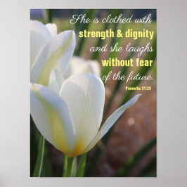 Hon är klädd - Proverbs 31:25 blommigt Poster