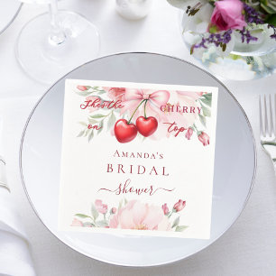 Hon är körsbär på toppen bow florals Bröllopsdusch Pappersservett