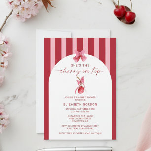 Hon är körsbäret på toppen Baby Shower Coquette Inbjudningar