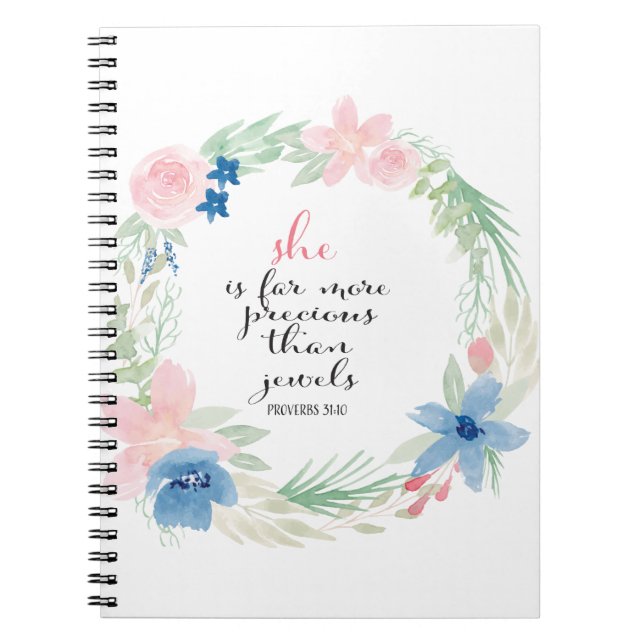 Hon är långt mer dyrbar än juvlar - Proverbs 31 Anteckningsbok (Framsidan)