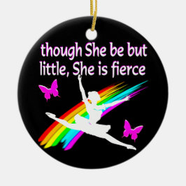 HON ÄR LITE, MEN HON ÄR BRANSCHDANCER-KONSTRUKTION JULGRANSPRYDNAD KERAMIK