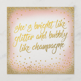 Hon är ljust som Glitter BubLY-inbjudningspanelen Inbjudningar