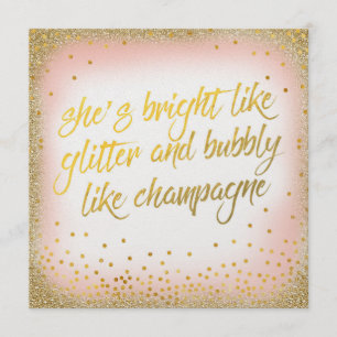 Hon är ljust som Glitter BubLY-inbjudningspanelen Inbjudningar