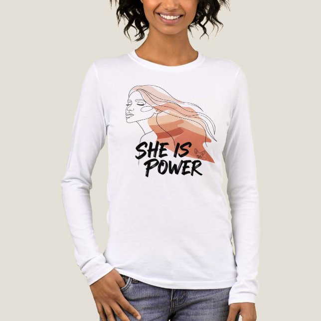 Hon är makt - "Desert Tones Feminine Line Art" T Shirt (Framsida)