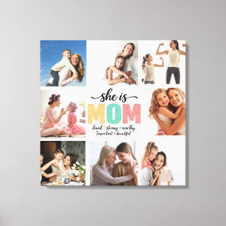 Hon är mamma Foto Collage Sträckt Canvastryck