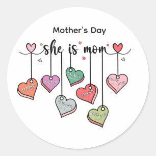Hon är Mamma Lycklig Mors dag Runt Klistermärke