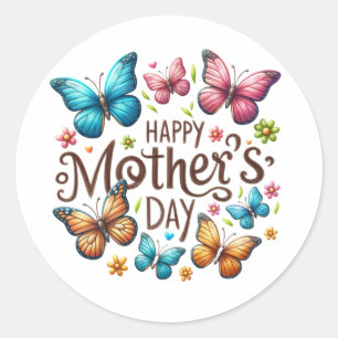 Hon är Mamma Lycklig Mors dag Runt Klistermärke