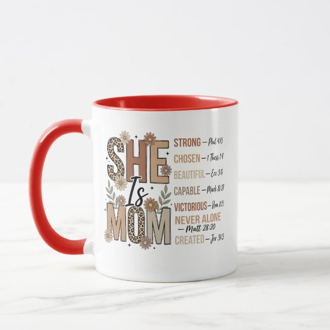 Hon är mamma-mugg | Blommig leopardtryck present t Mugg (Vänster)