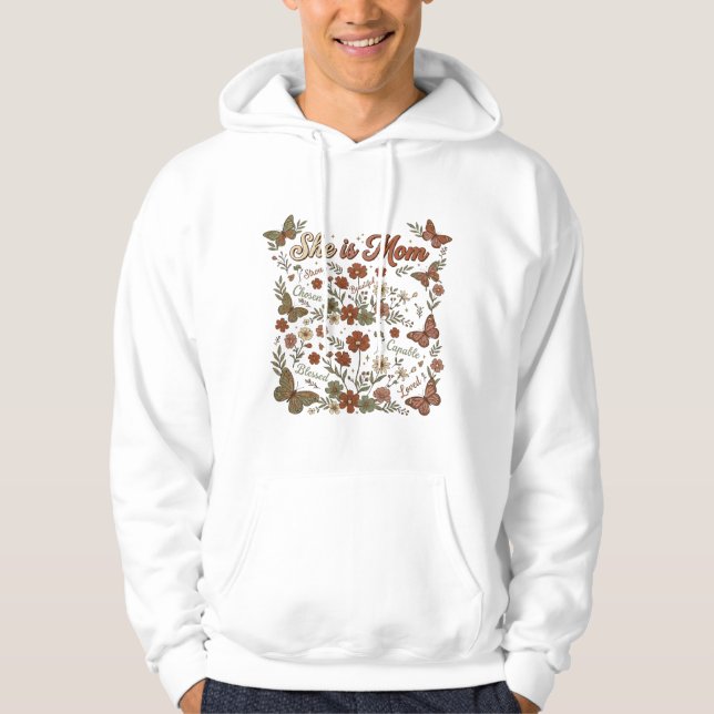 Hon är mamma stark utvald kapabel hoodie (Framsida)