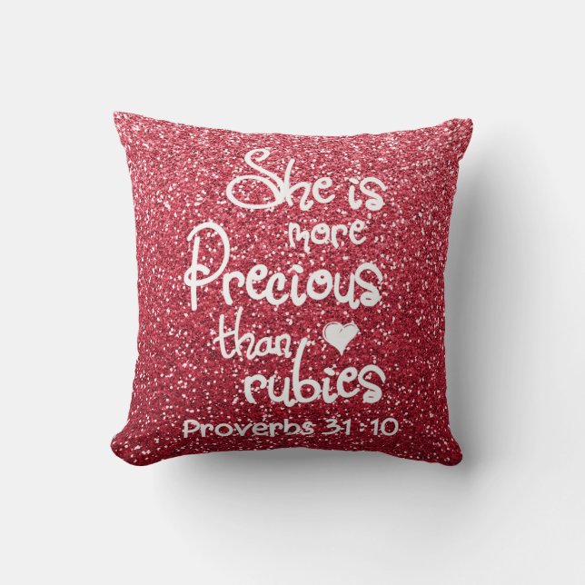 Hon är mer dyrbar än RubiesProverbsglitter Kudde (Framsida)