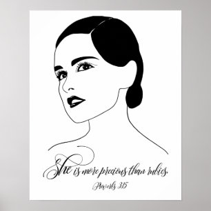 Hon är mer elak, ordspråk 3:15, bibelcitat poster