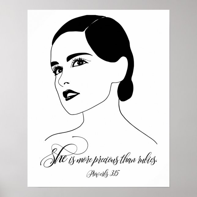 Hon är mer elak, ordspråk 3:15, bibelcitat poster (Framsidan)