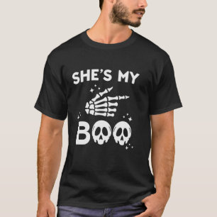 Hon är min Boo-funny Matching Halloween Par Skul T Shirt