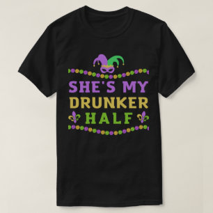 Hon är min Drunker Halfnuny Mardi Gras Couple T Shirt
