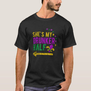 Hon är min Drunker halv Mardi Gras Drunk Par T S Shirt
