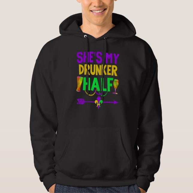 Hon är min Drunker halv Par som dricker matchande  Hoodie (Framsida)