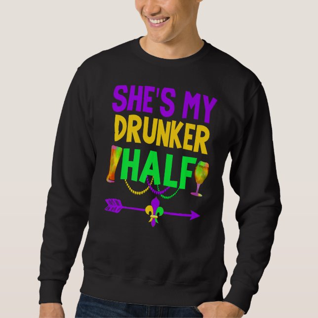 Hon är min Drunker halv Par som dricker matchande  Lång Ärmad Tröja (Framsida)