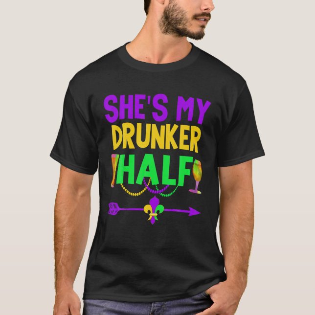 Hon är min Drunker halv Par som dricker matchande  T Shirt (Framsida)
