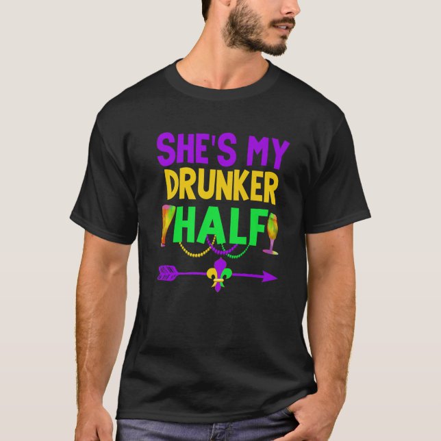 Hon är min Drunker halv Par som dricker matchande  T Shirt (Framsida)
