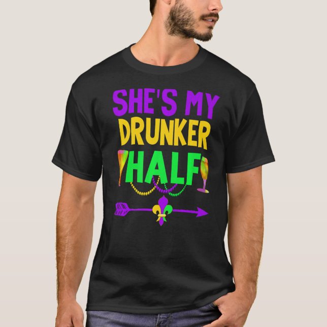 Hon är min Drunker halv Par som dricker matchande  T Shirt (Framsida)