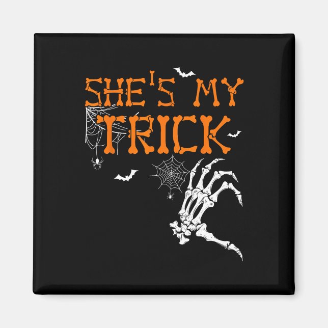 Hon är min grej, han är mitt terapi Halloween Coup Magnet (Framsidan)