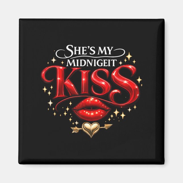 Hon är min midnattkysst Gott nytt år Matchande par Magnet (Framsidan)