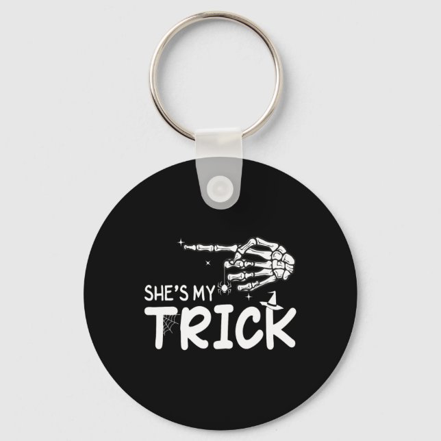 Hon är min Par Skeleton Hand Halloween Nyckelring (Framsida)
