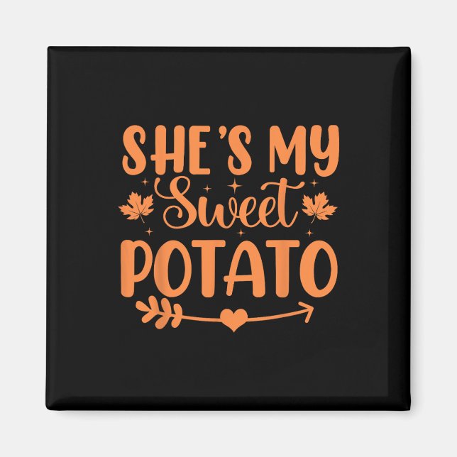 Hon är min sötpotatis, hösten Thanksgiving Par Magnet (Framsidan)