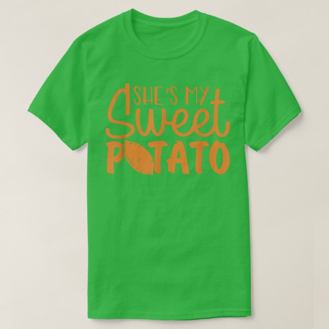 Hon är min sötpotatis jag Yam ställer in Par Thank T Shirt (Design framsida)