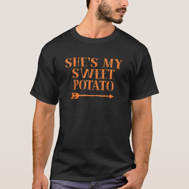 Hon är min sötpotatis jag Yam ställer in Par Thank T Shirt (Framsida)