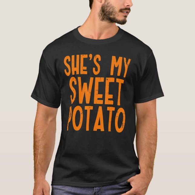 Hon är min sötpotatis jag Yam ställer in Par Thank T Shirt (Framsida)