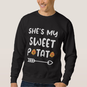 Hon är min sötpotatis jag Yam Thanksgiving Matchin Lång Ärmad Tröja