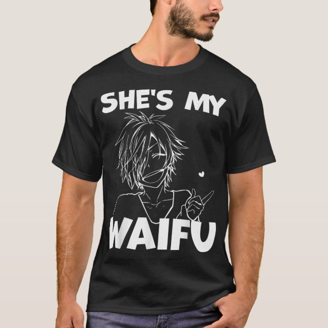 Hon är min Waifu Funny Anime Matching Couple Boyfr T Shirt (Framsida)