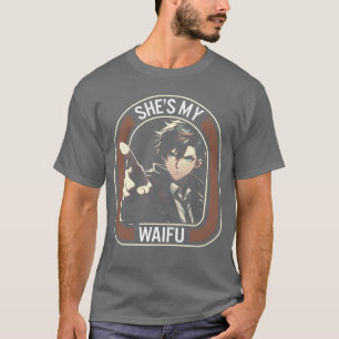 Hon är min Waifu Rolig Anime Pojkvän Retro Anime T Shirt