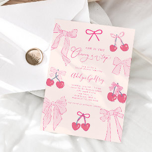 Hon är Möhippan för Cherry on Top Rosa Bow Inbjudningar