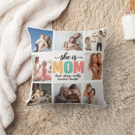 Hon är Mom Foto Collage Kuddcover Kudde