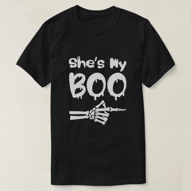 Hon är My Boo, halloween Par T Shirt (Design framsida)