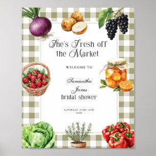 Hon är ny på marknaden Gingham bröllopsdusch Poster