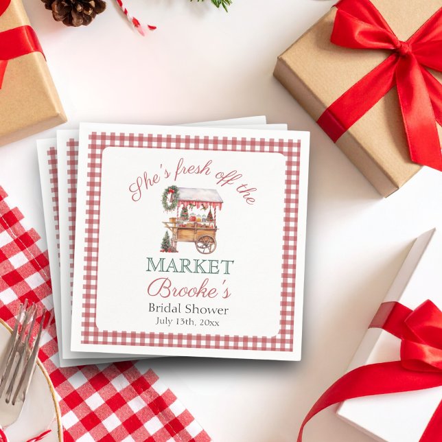 Hon är ny på marknaden jul Bröllopsdamsfest Pappersservett (Skapare uppladdad)