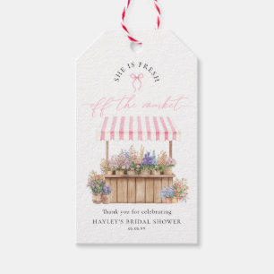 Hon är ny på marknaden Rosa bröllopsdusch Presentetikett