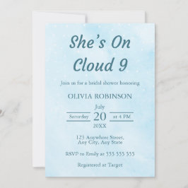 Hon är på Cloud 9 Dreamy Himlar Blue Möhippa Inbjudningar