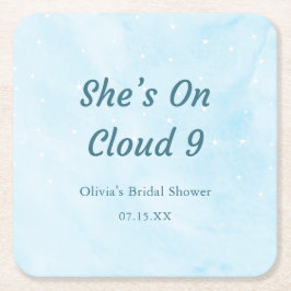 Hon är på Cloud 9 Dreamy Himlar Blue Möhippa Underlägg Papper Kvadrat