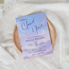 Hon är på Cloud 9 Dreamy Pastel Möhippa Inbjudningar