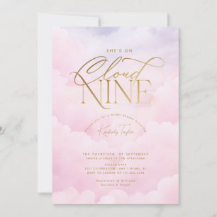 Hon är på Cloud 9 Nine Rosa Elegant Möhippa Inbjudningar