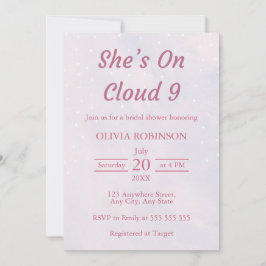 Hon är på Cloud 9 Pastel Dreamy Möhippa Inbjudningar
