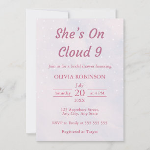 Hon är på Cloud 9 Pastel Dreamy Möhippa Inbjudningar