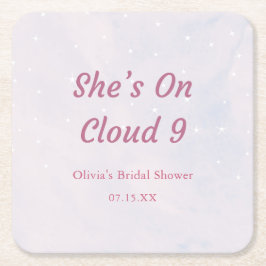 Hon är på Cloud 9 Pastel Dreamy Möhippa Underlägg Papper Kvadrat