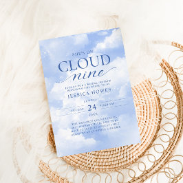 Hon är på Cloud Nine Blue Möhippa Inbjudningar