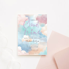 Hon är på Cloud Nine Pastel Färg Möhippa Inbjudningar