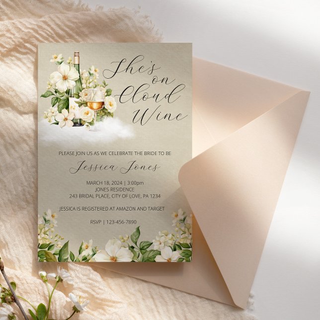 Hon är på Cloud Vin Inbjudningskort för möhippan (Skapare uppladdad)